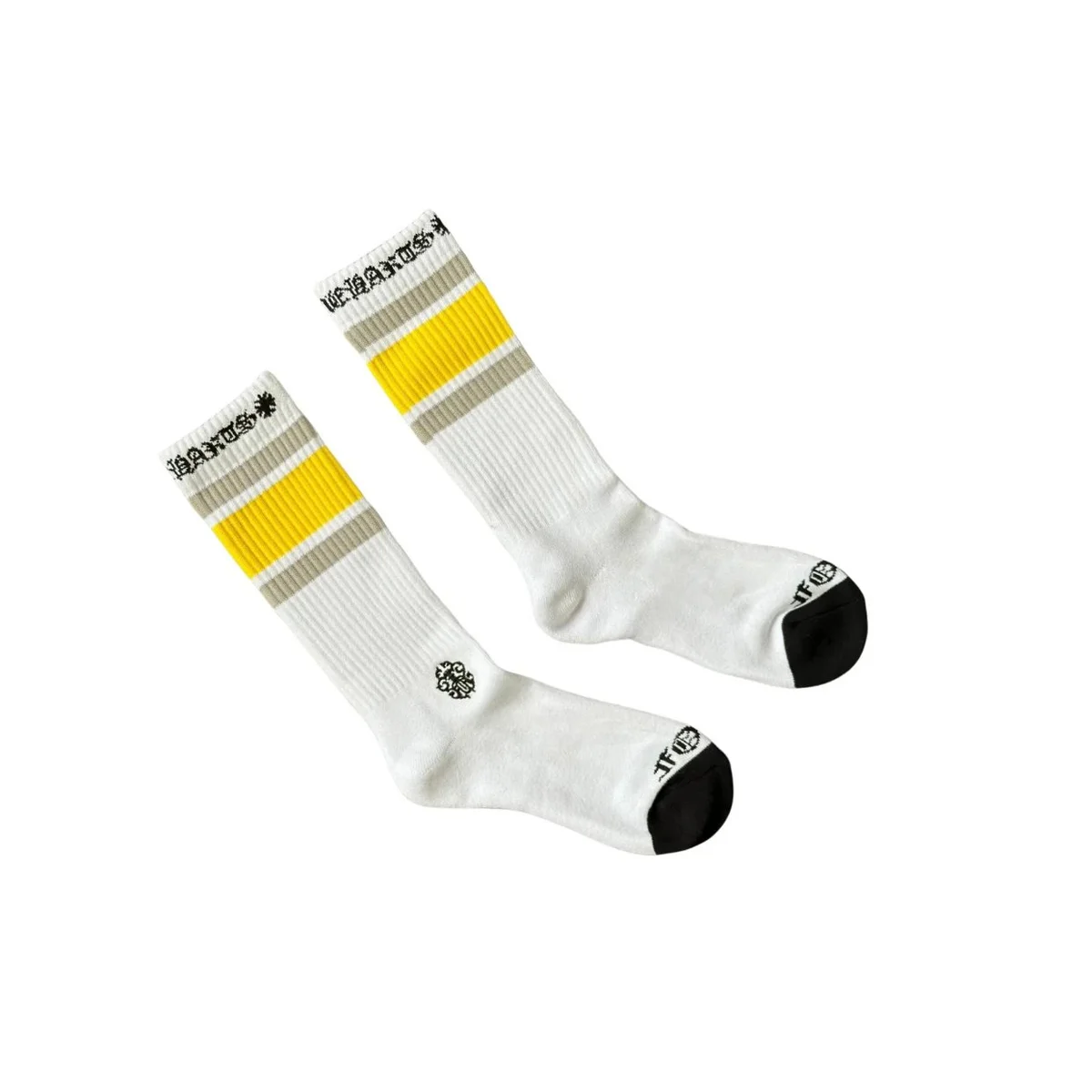Stussy Stussy Basic Logo Yellow/Beige Stripe Crew Socks White