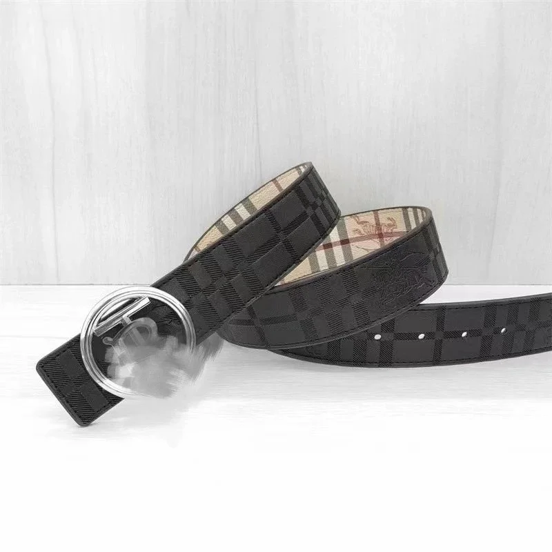 Burberry Burberry Classic Check Belt Black Leather Belt Black - 1