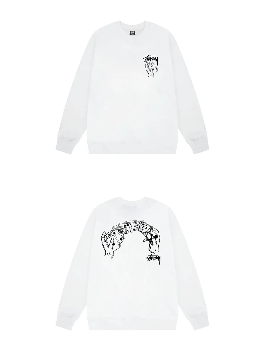 Stussy Stussy Stüssy Card Hands Crewneck Sweatshirt White White - 1