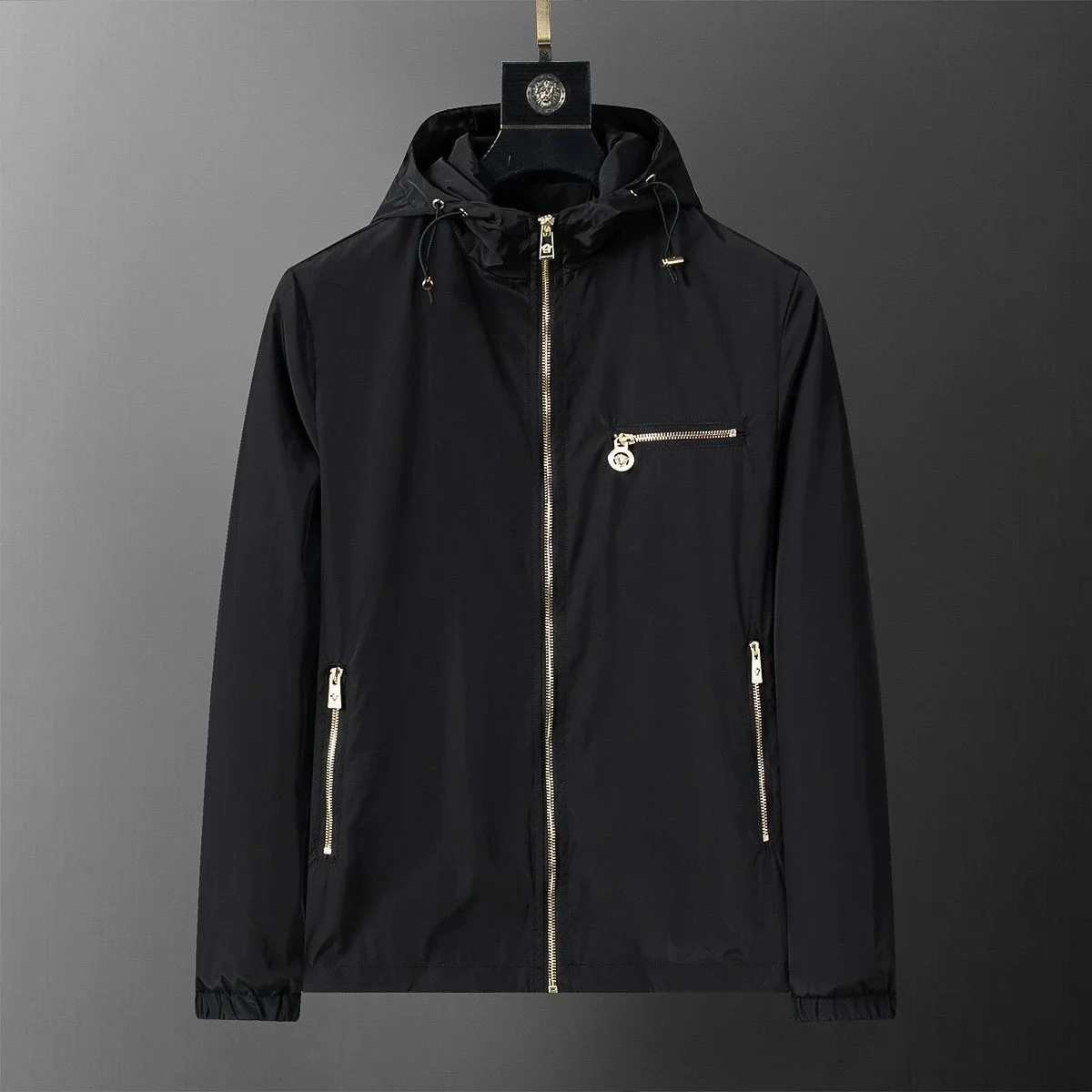 Versace Versace Medusa Black with Gold Accents Hooded Coat Black