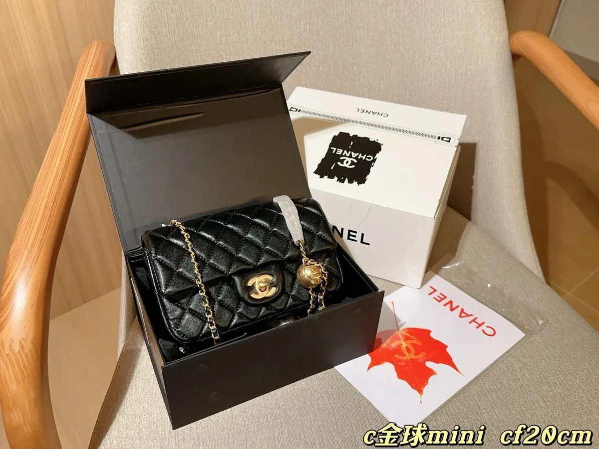 Chanel Chanel Classic Flap CF20cm Black Leather Bag Black