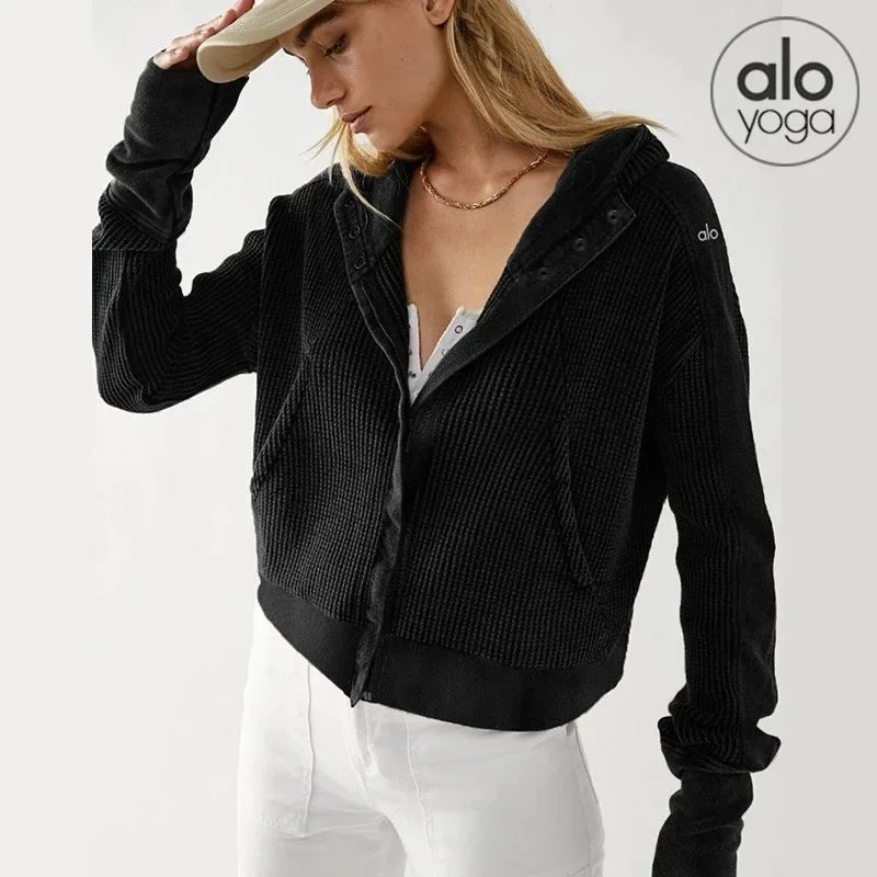 Alo Yoga Alo Yoga Black Corduroy Hoodie Black - 1
