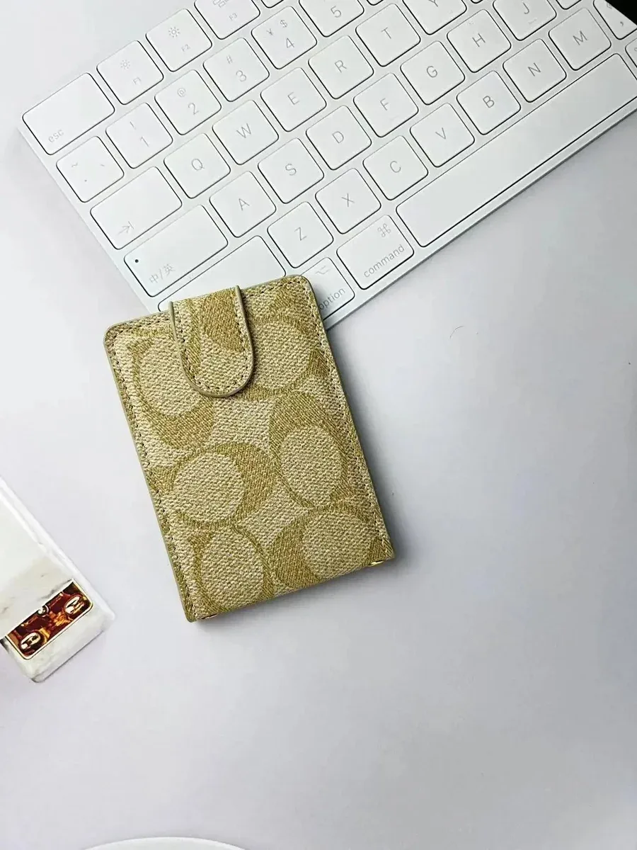Coach Coach Signature Card Holder Tan Beige - 1