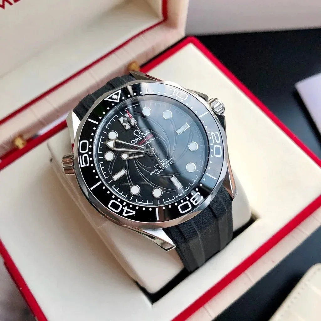 Omega Omega Seamaster James Bond 007 Silver Case Black Dial Watch Black - 1