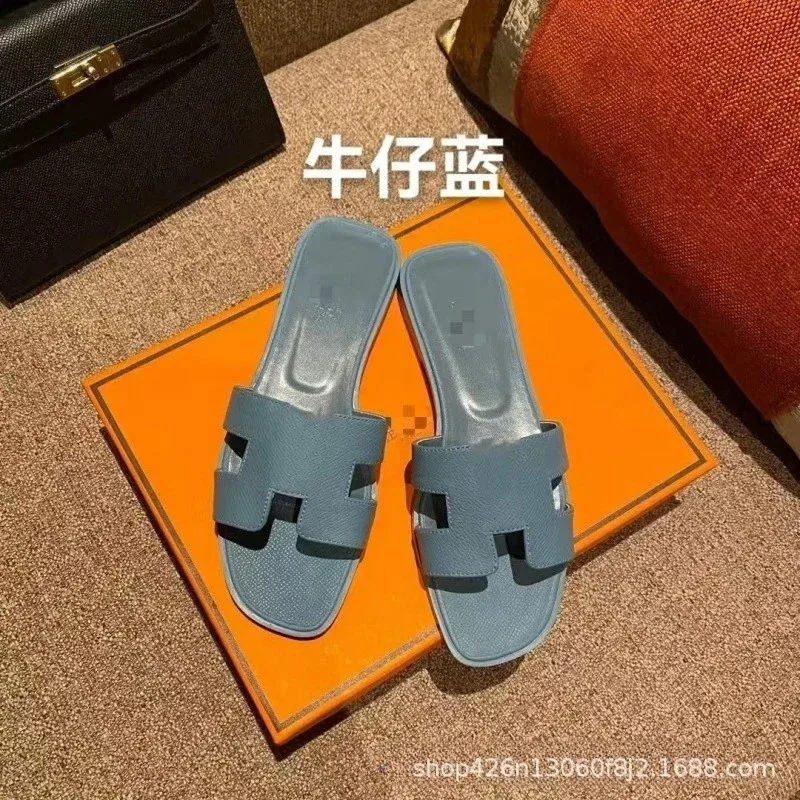 Hermès Hermès H Denim Blue Slides Blue
