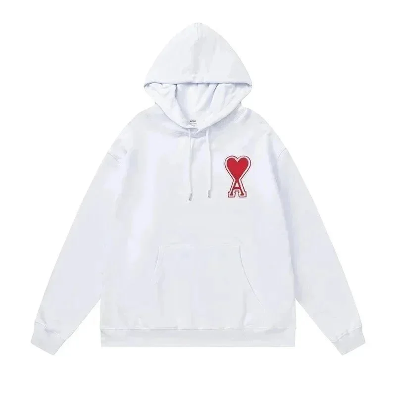 Ami Paris Ami Paris White Heart Logo Hoodie White - 1