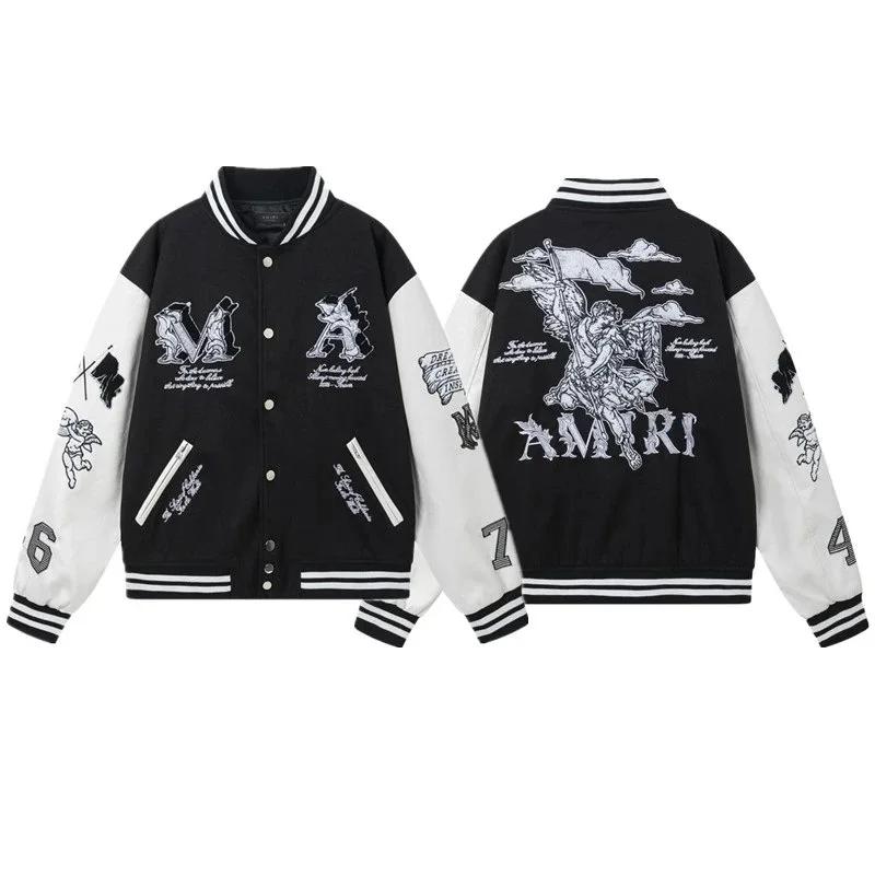 Amiri Amiri AMIRI Black and White Varsity Jacket Black - 1