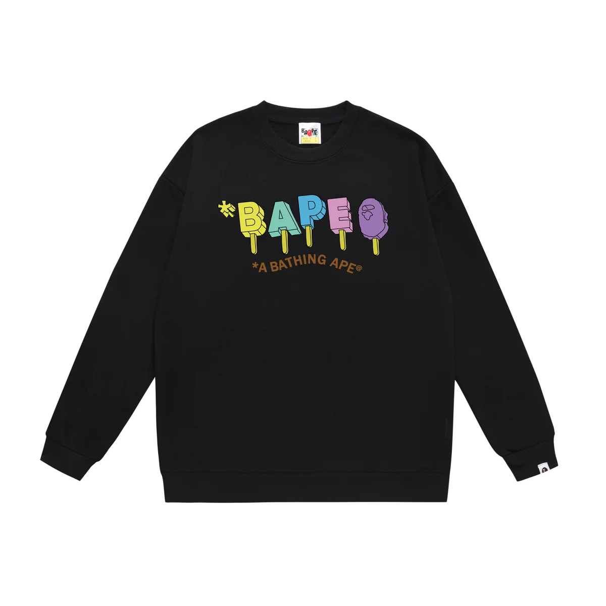 A Bathing Ape BAPE Ice Pop Crewneck Sweatshirt Black Black - 1