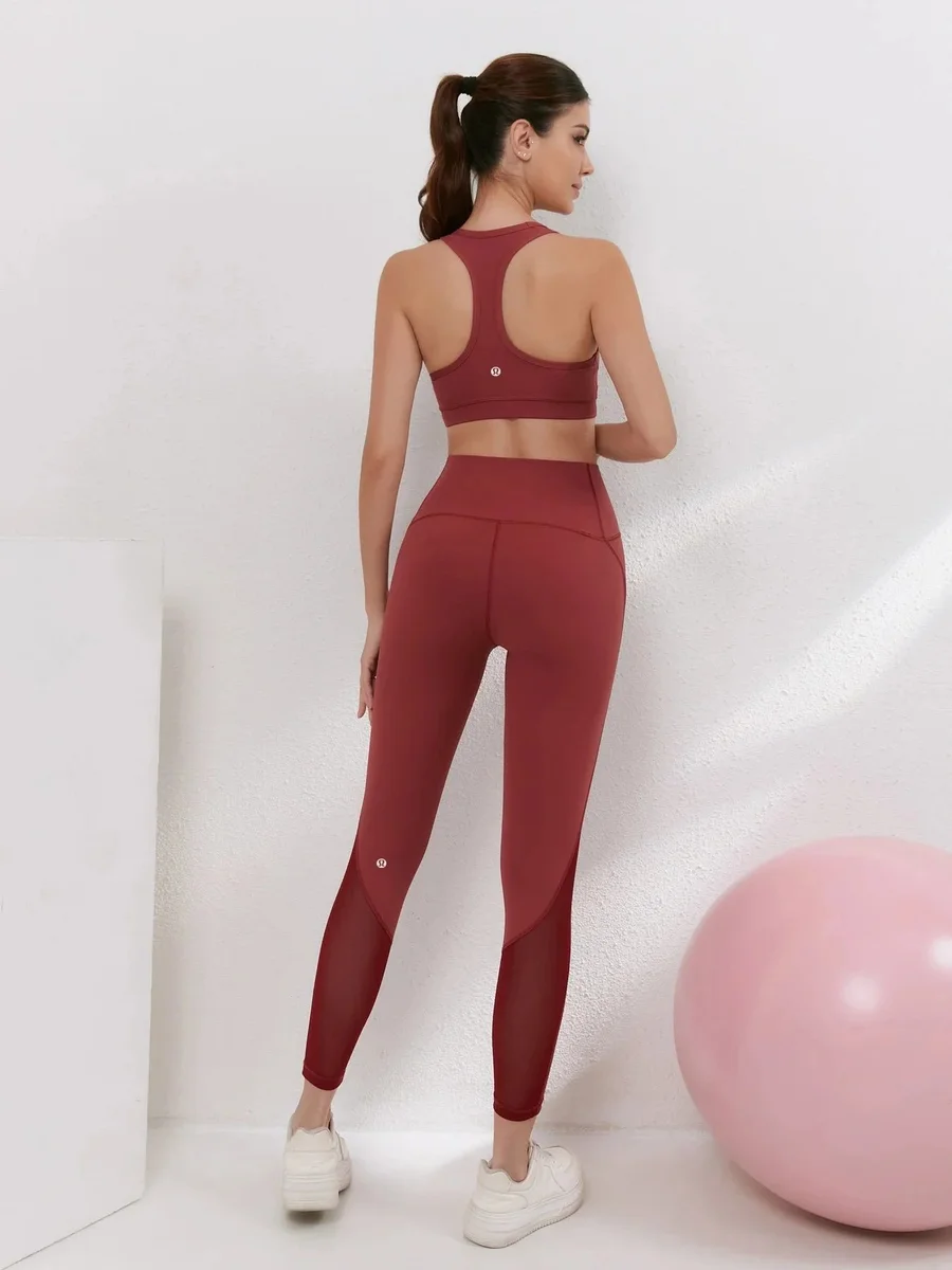 Lululemon Lululemon Wunder Under Wine Red Sports Set Red