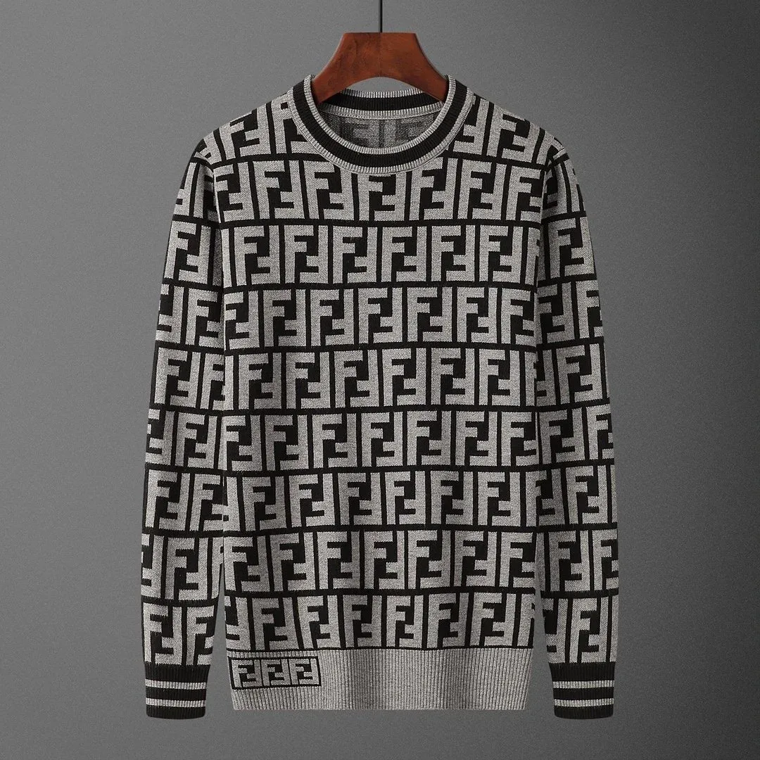 Fendi Fendi Iconic FF Logo Sweater in Grey/Black Grey - 1