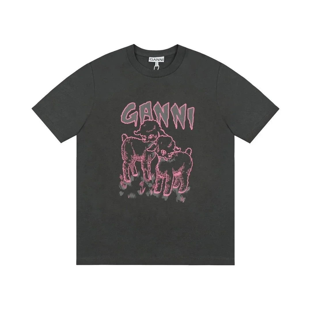 Ganni Ganni Sheep Graphic T-Shirt Black/Pink Black - 1