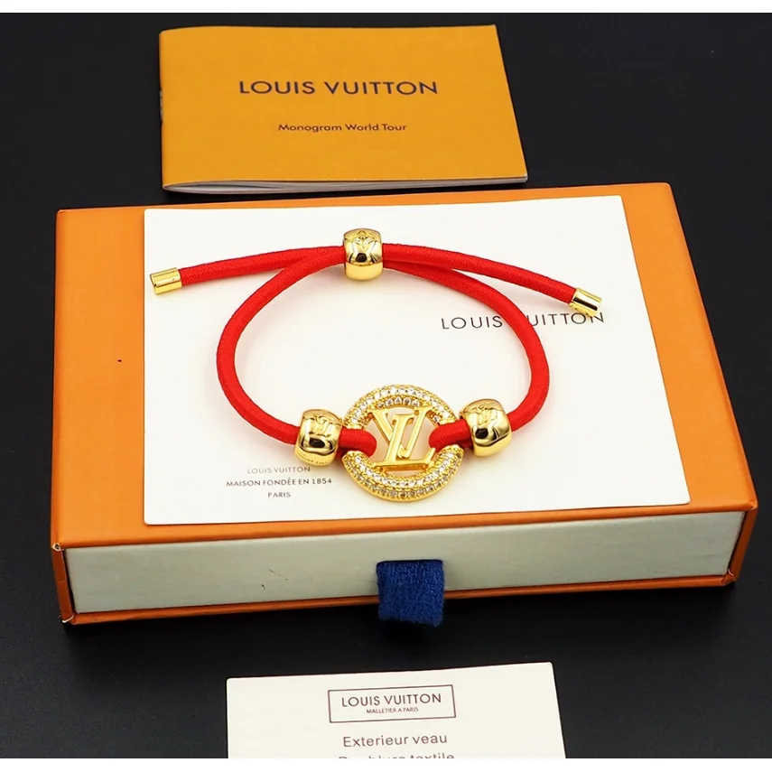 Louis Vuitton Louis Vuitton Monogram Red & Gold Bracelet Red