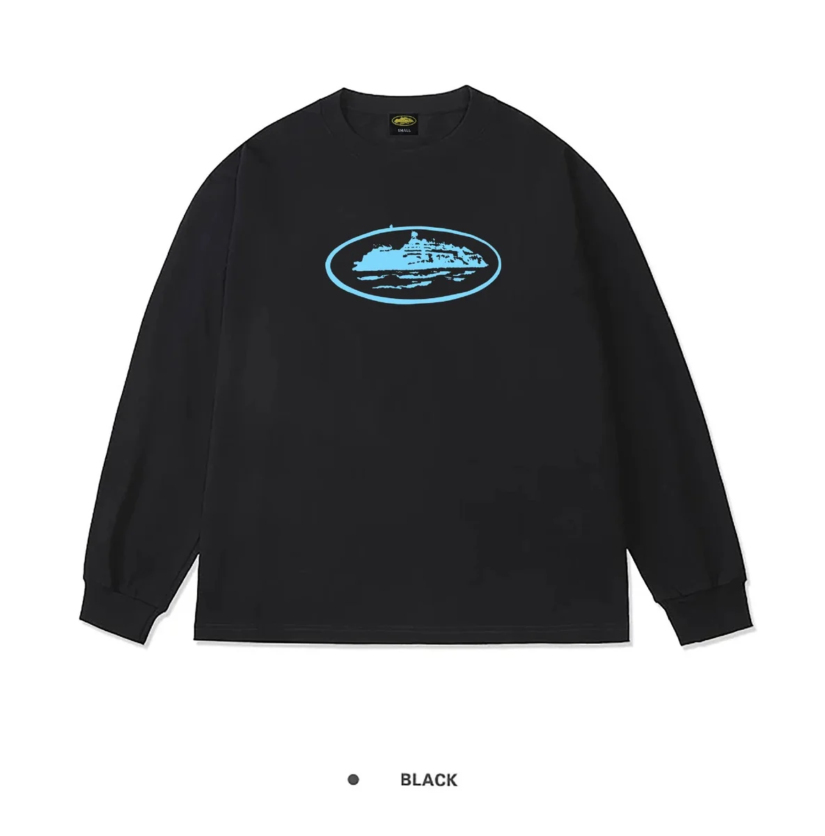 Other Black Long Sleeve T-Shirt with Blue Oval Print Black - 1