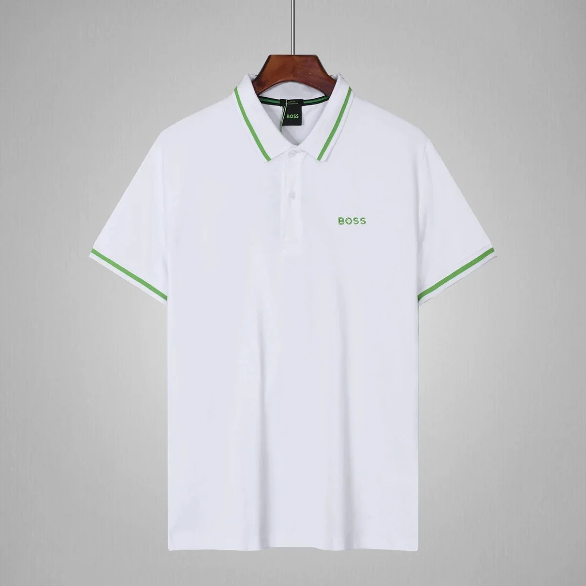 Hugo Boss Hugo Boss White with Green Trim Polo Shirt White - 1