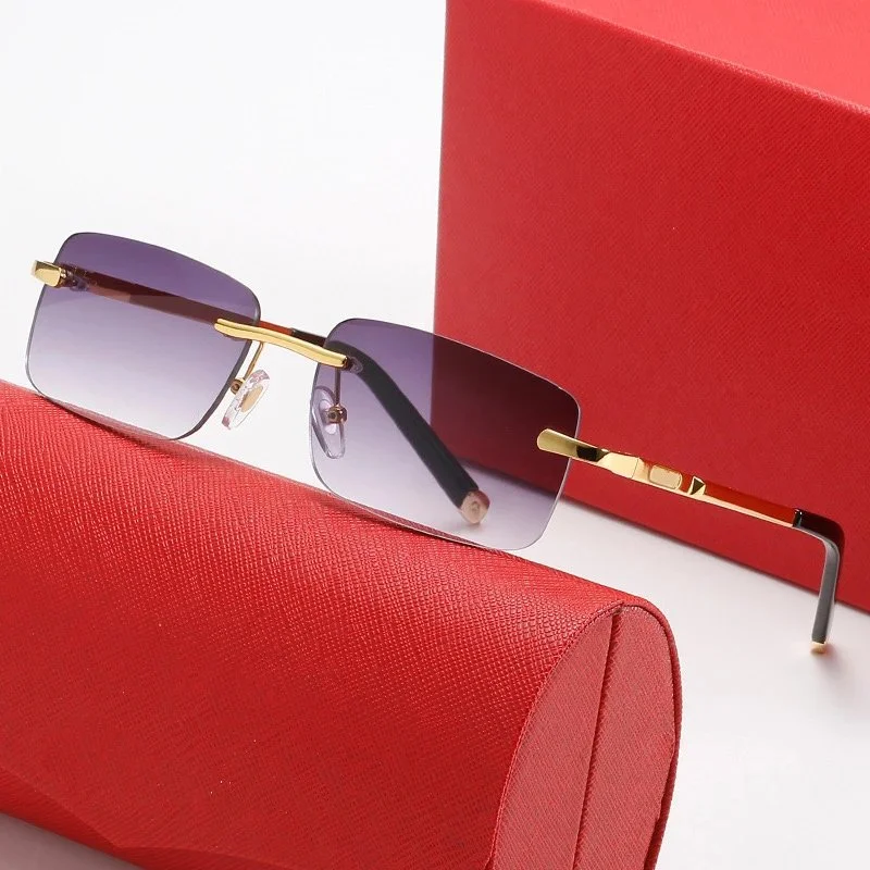 Cartier Cartier Soleil Blanc Gold Frame Gradient Lens Sunglasses Gold - 1
