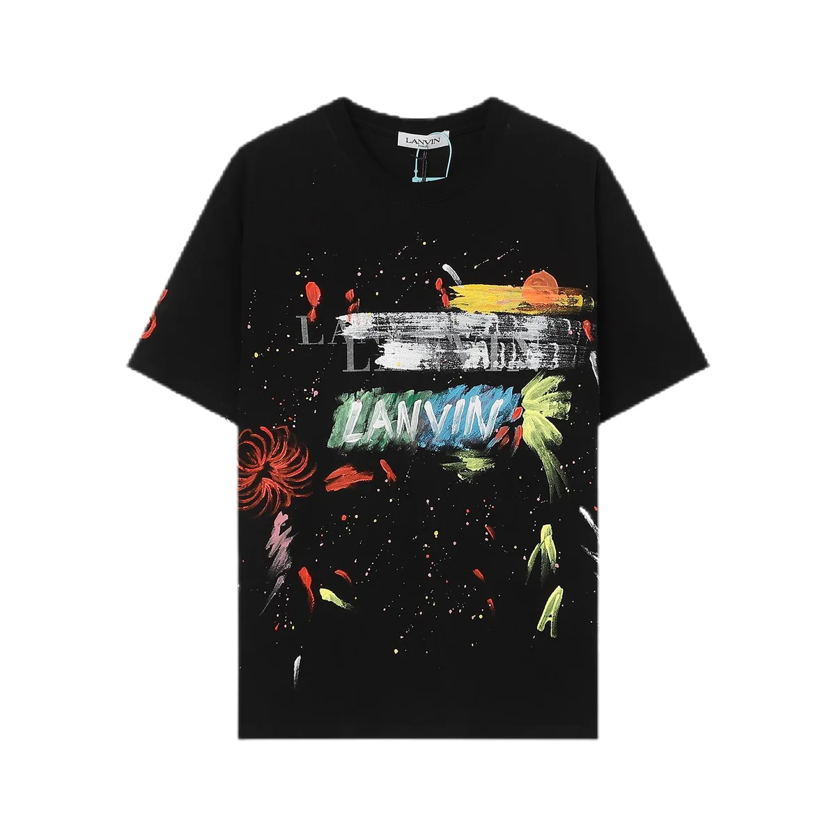 Lanvin Lanvin Black Multicolor Paint Splatter T-Shirt Black