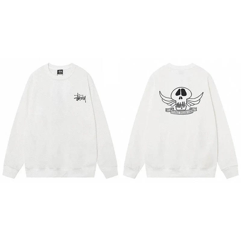 Stussy Stussy Wings Skull Crewneck Sweatshirt White White - 1