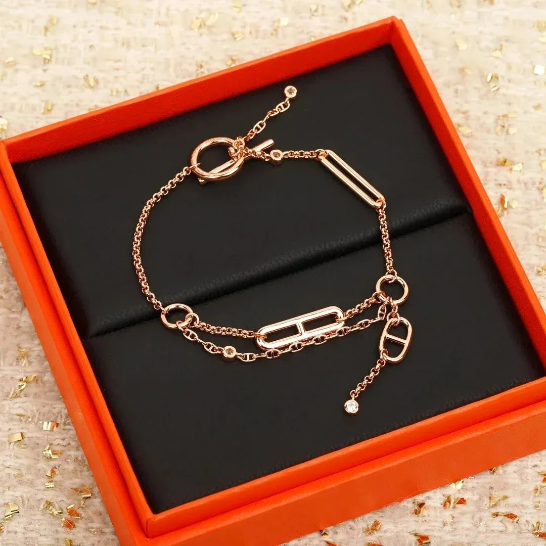 Hermès Hermès H Rose Gold Logo Bracelet Gold