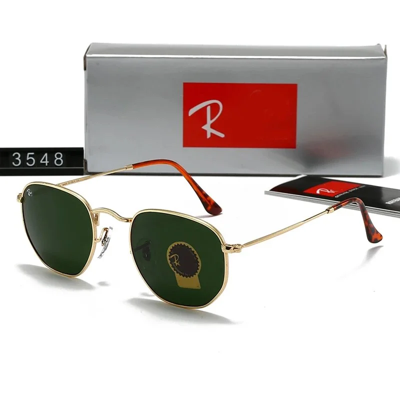 Ray-Ban Ray-Ban Aviator 3548 Green Gold-Tone Sunglasses Gold - 1
