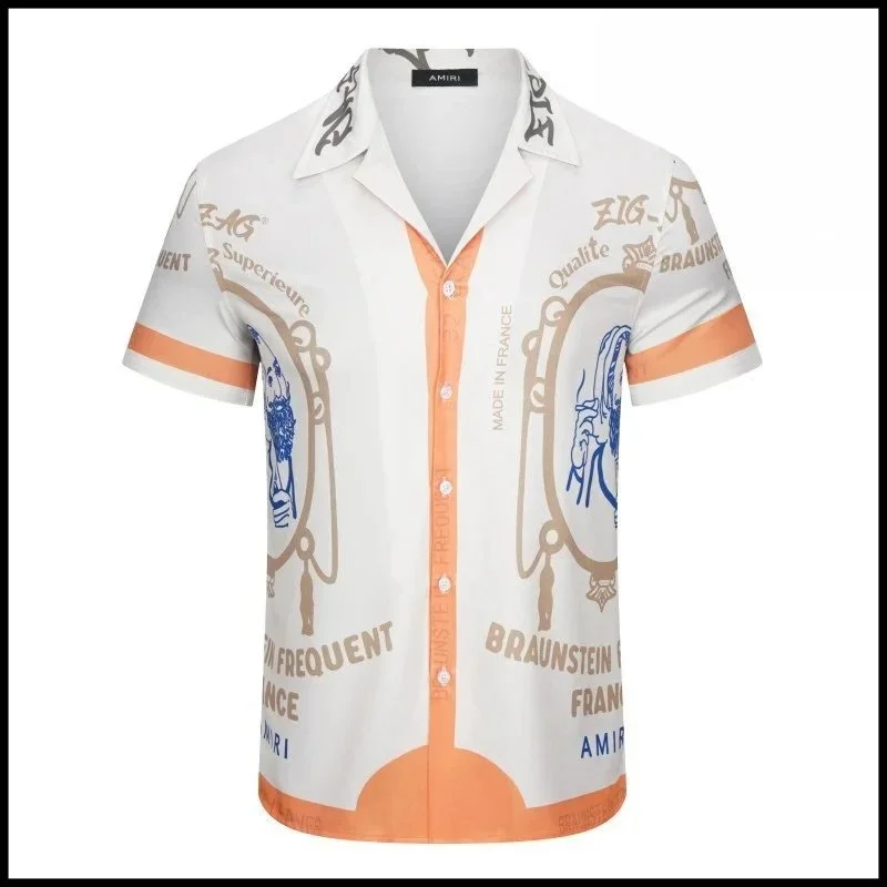 Amiri Amiri White & Orange Printed Short-Sleeve Shirt White - 1
