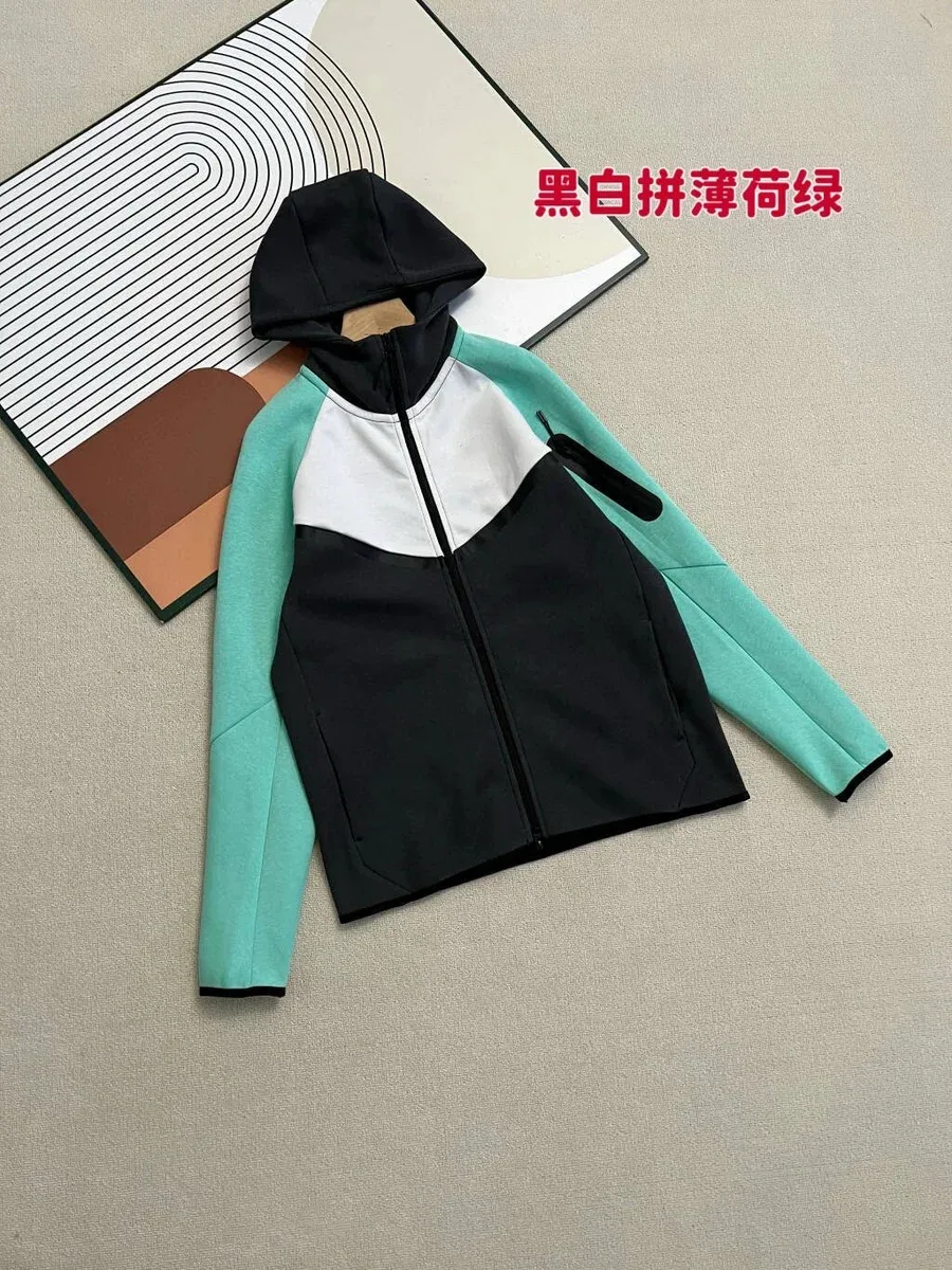 Other Unisex Black and Mint Green Tech Fleece Jacket Green - 1