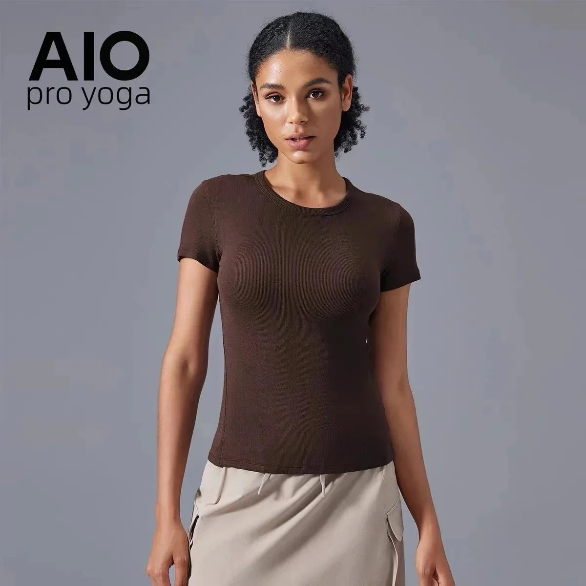 Other AIO pro yoga蒸馏咖啡T-Shirts Brown - 1