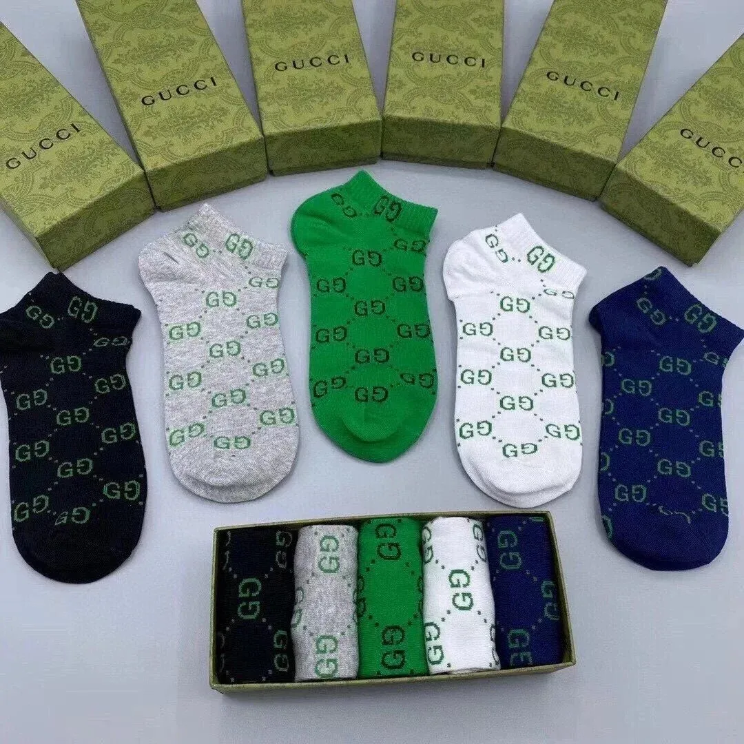 Gucci Gucci GG Logo Socks Set in Black, White, Green, Grey, Blue Black - 1