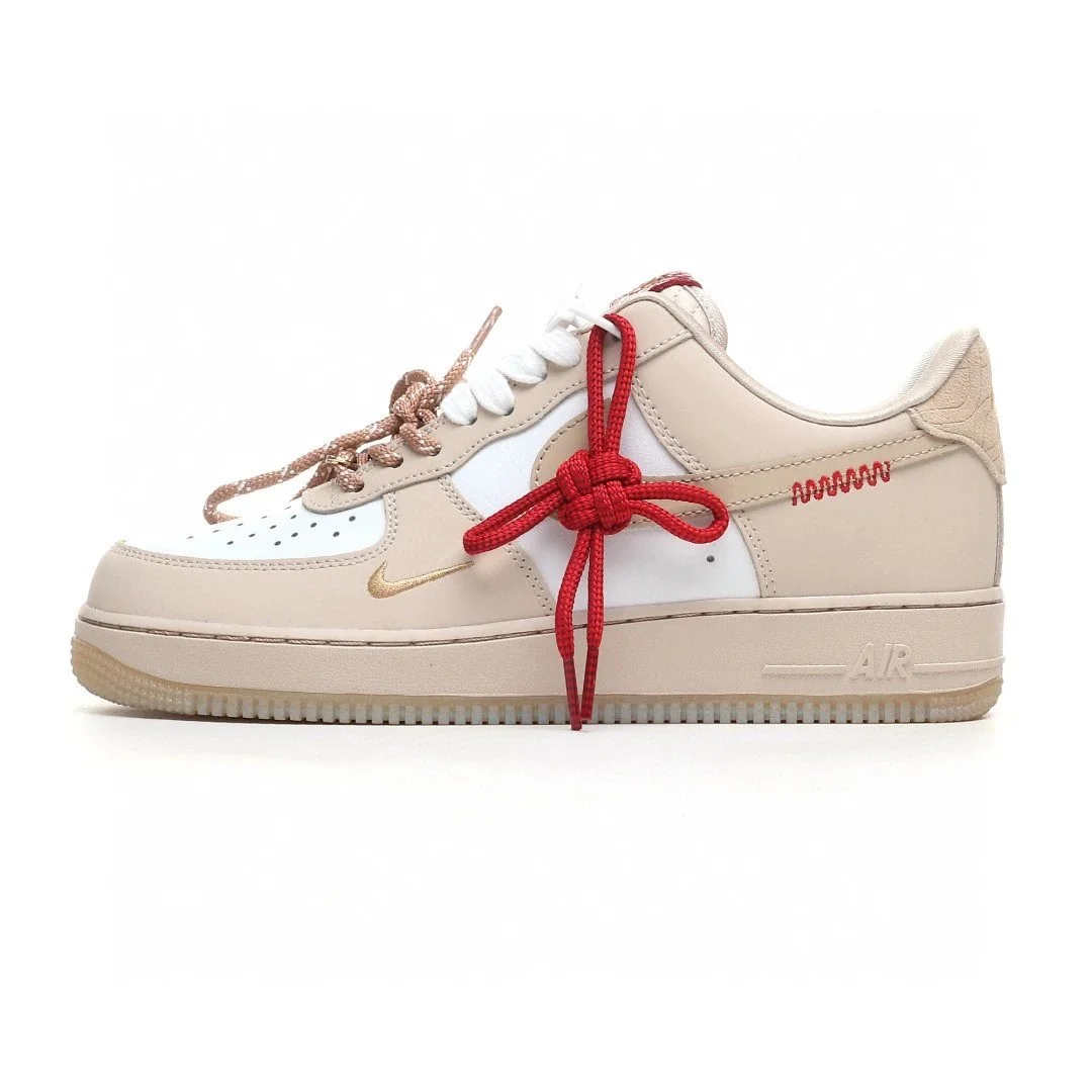 Nike Nike Air Force 1 Triple White Beige Red Sneakers Beige - 1