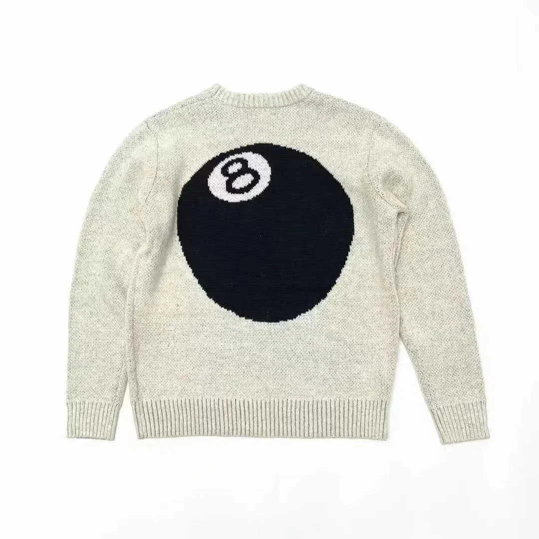Other Unisex Cream & Black 8-Ball Knit Sweater Cream - 1