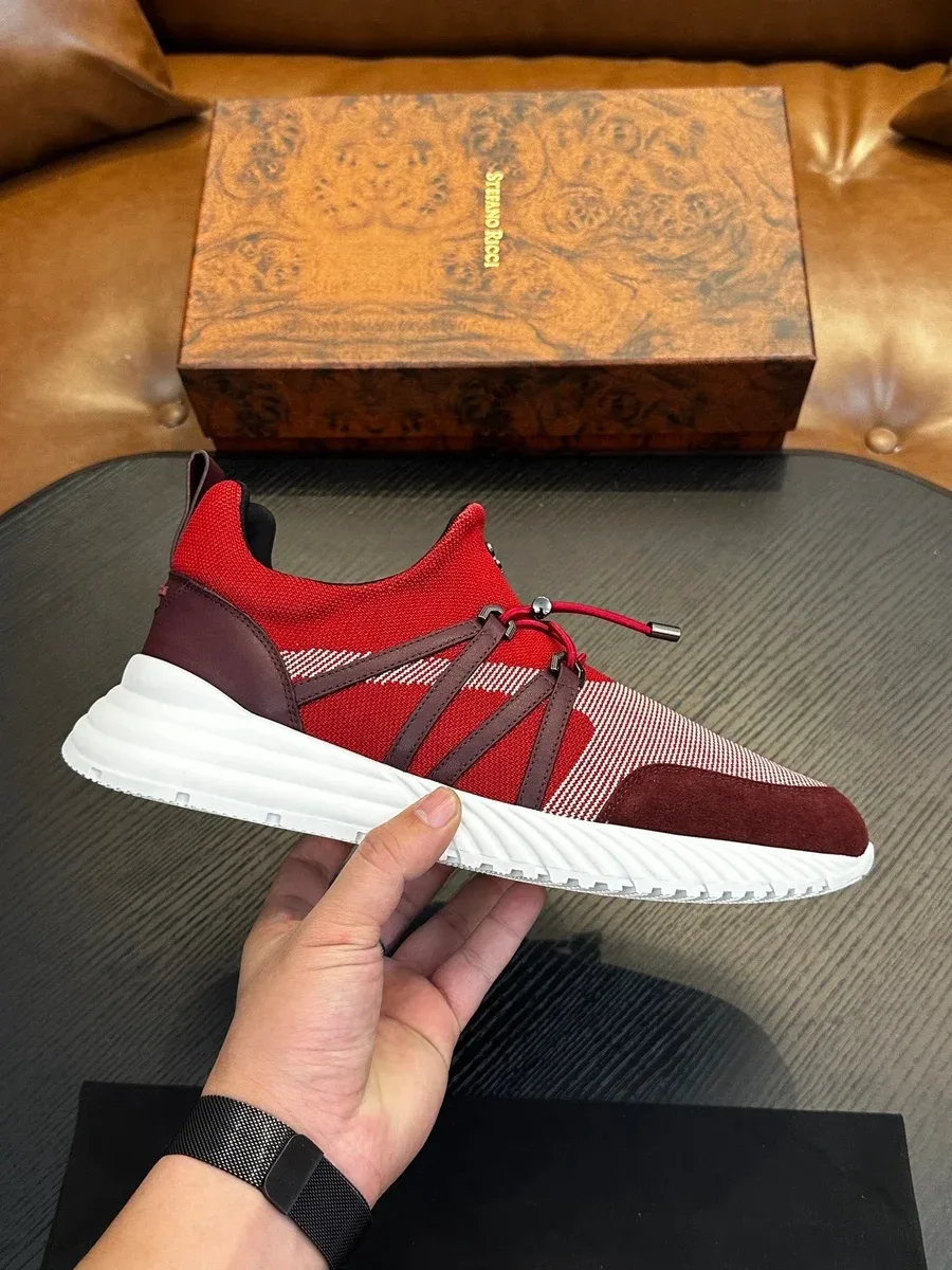 Stefano Ricci Stefano Ricci Red & Brown Leather Sneakers Red - 1