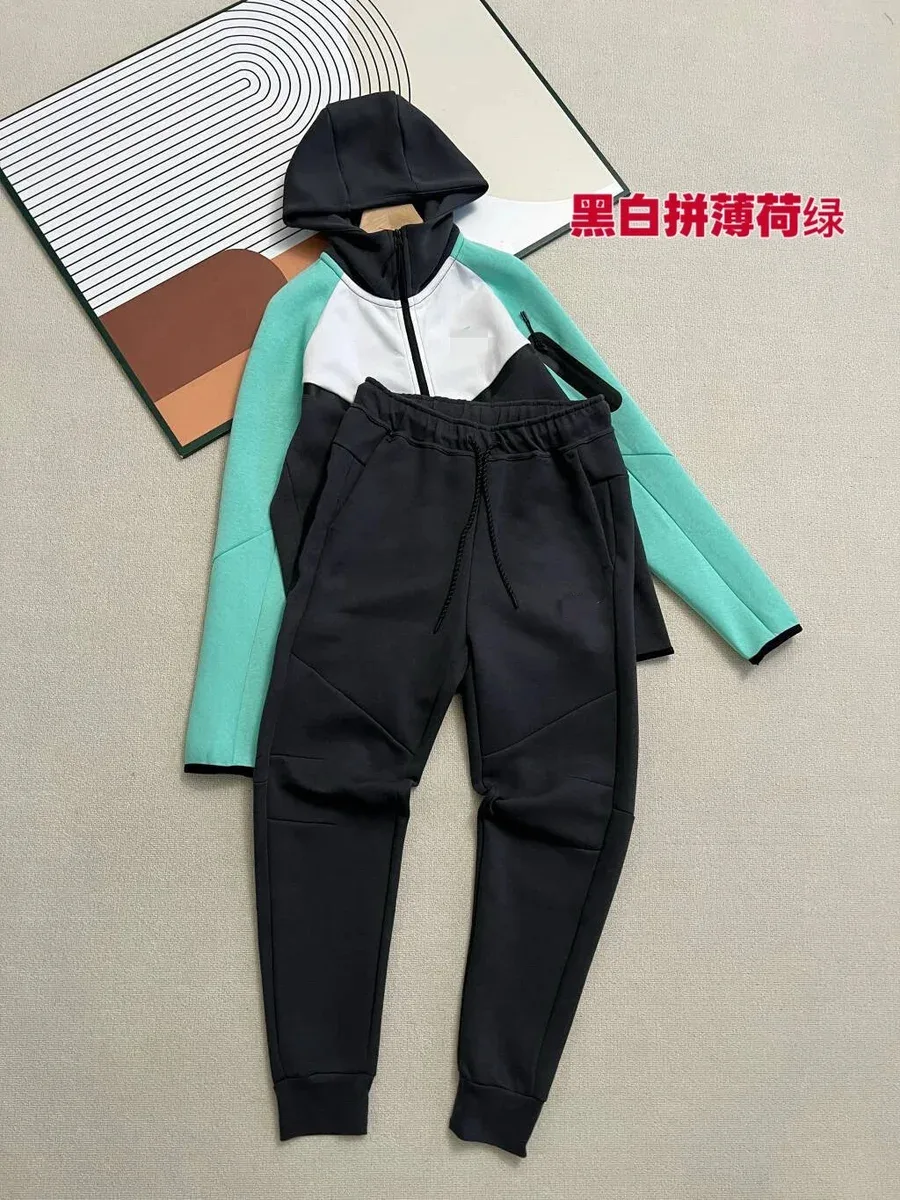 Other Unisex Black and Mint Green Tech Fleece Tracksuit Black - 1