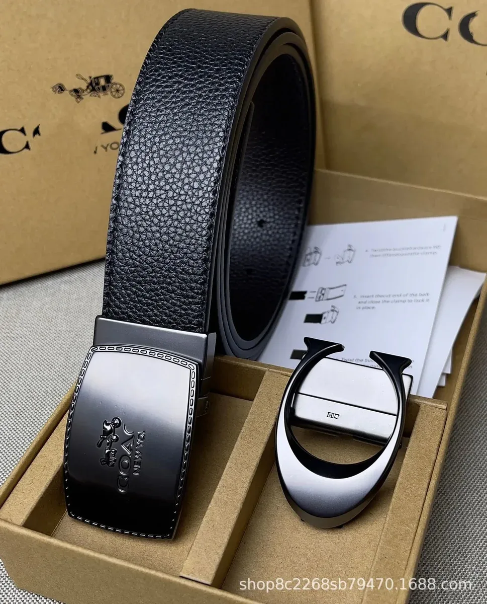 Coach Coach Signature Leather Belt Black Black - 1
