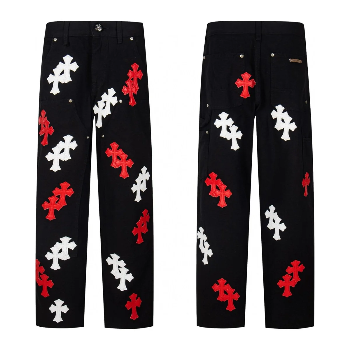 Chrome Hearts Chrome Hearts Cemetery Cross Black Red White Cross Trousers Black
