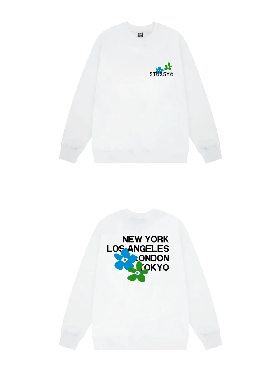 Stussy Stussy Stüssy Flower Print Crewneck Sweatshirt White White - 1