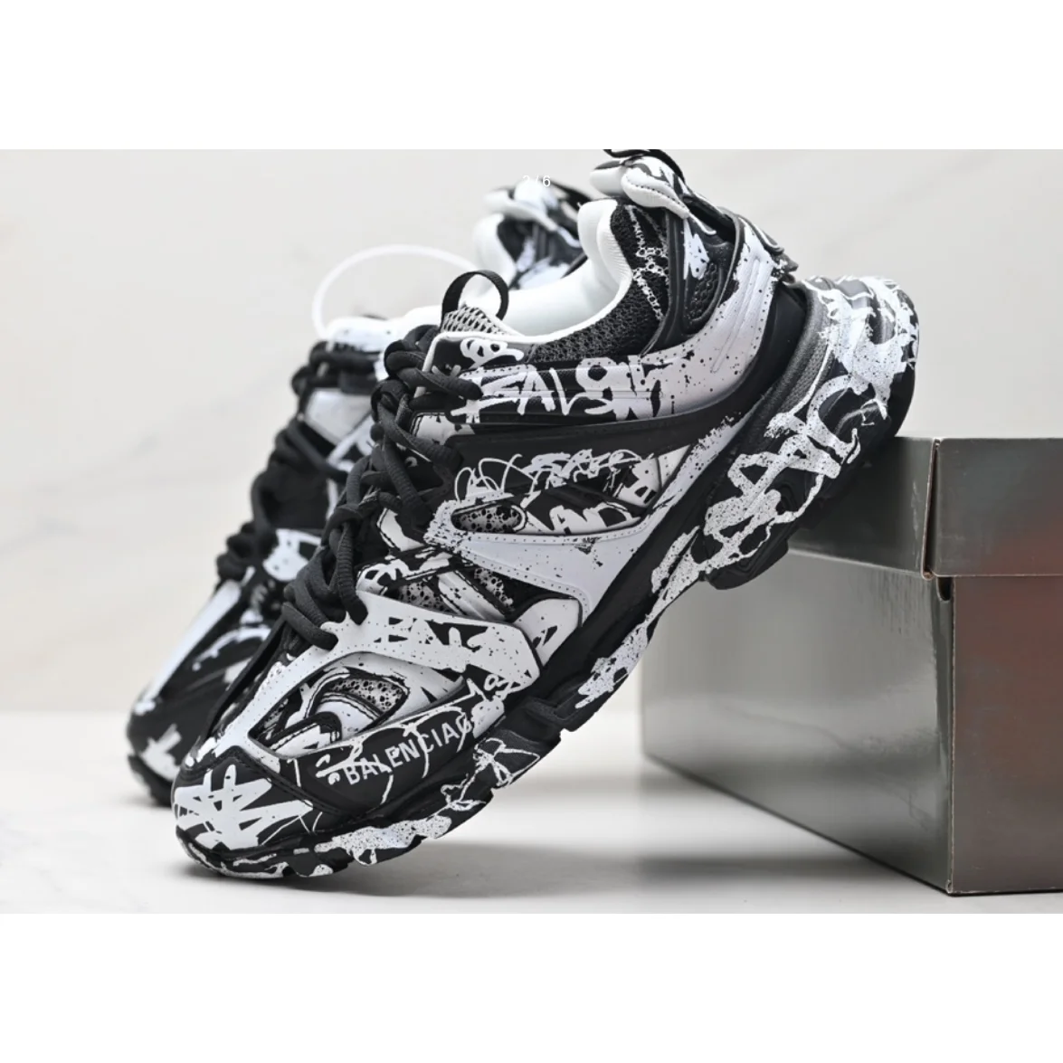 Balenciaga Balenciaga Triple S Black/White Graffiti Sneakers Black
