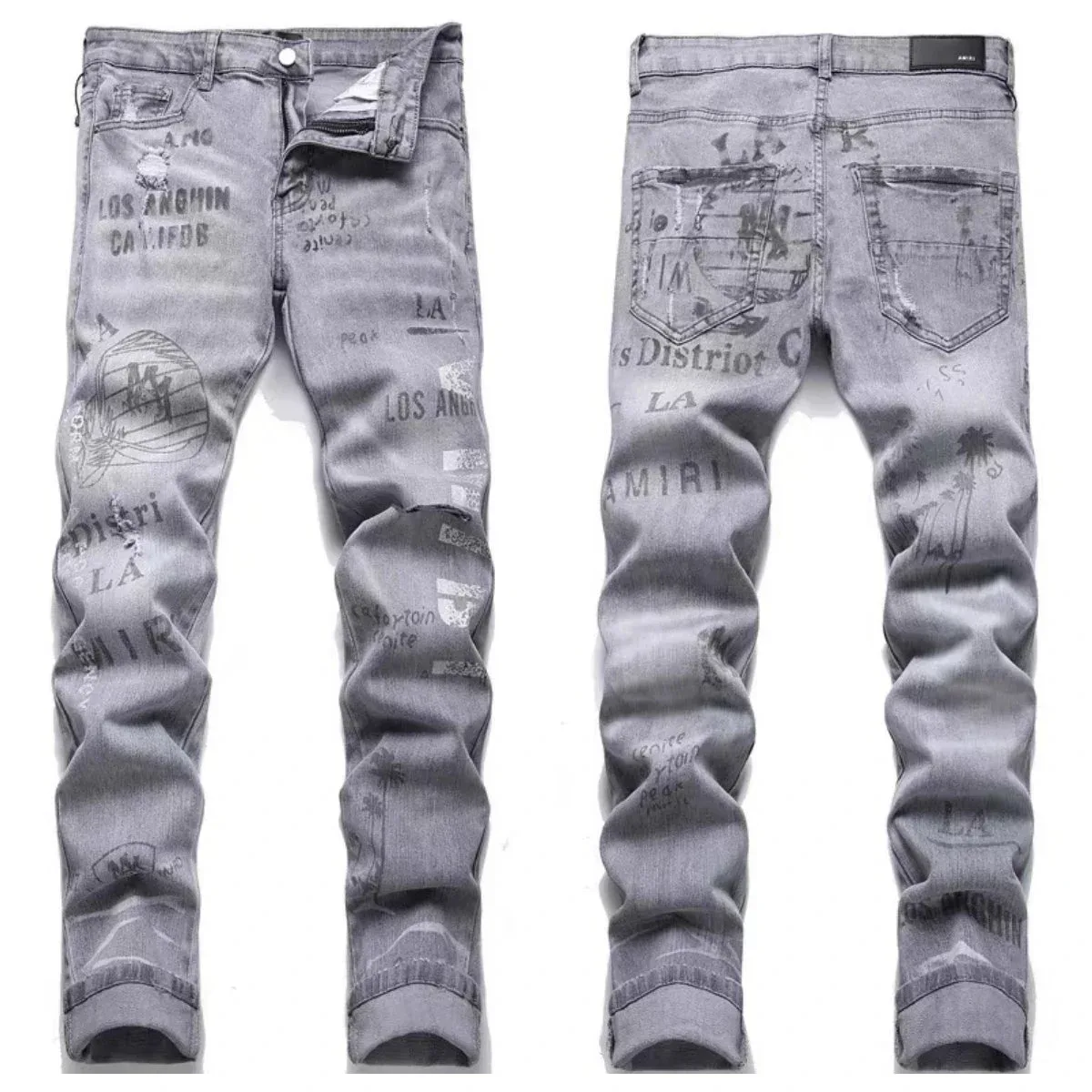 Amiri Amiri Graffiti Print Grey Jeans Grey - 1