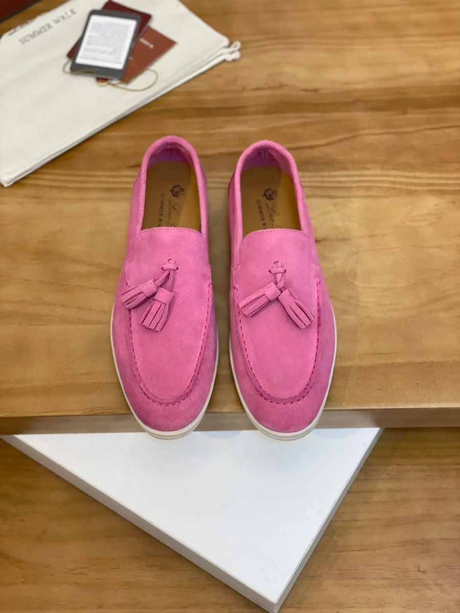 Other Pink Suede Tassel Loafers Slip-On Shoes Pink - 1