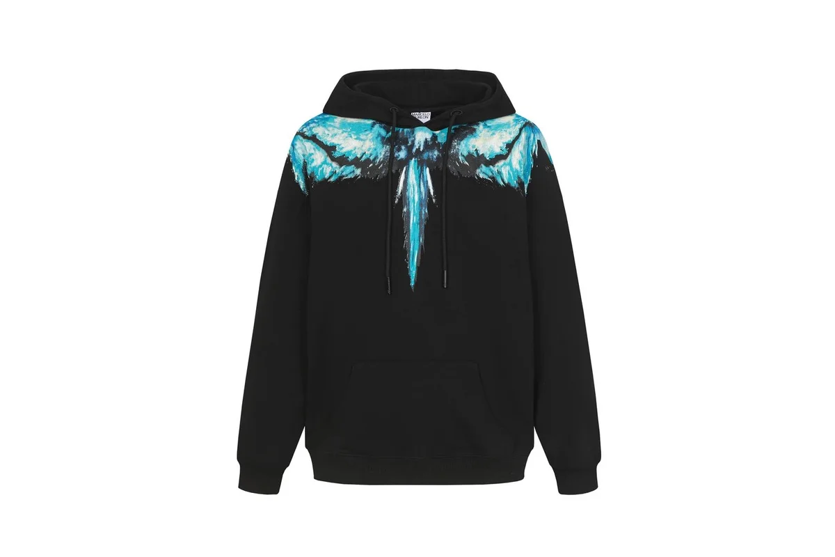 Marcelo Burlon Marcelo Burlon Wings Blue Wing Hoodie Black - 1