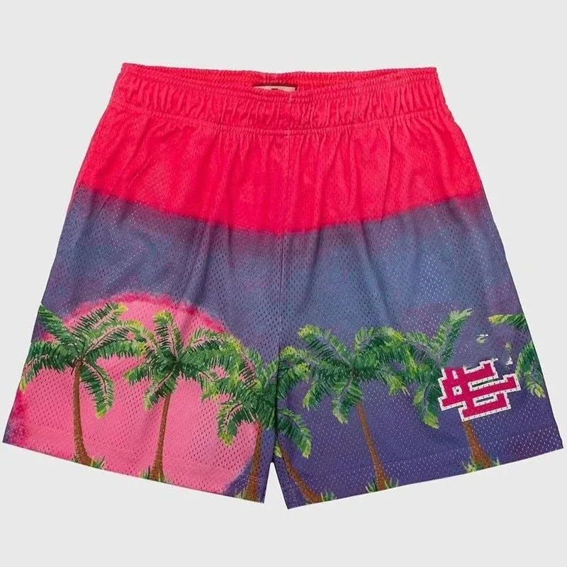 Chrome Hearts Chrome Hearts Cemetery Cross Palm Tree Sunset Mesh Shorts Multicolor