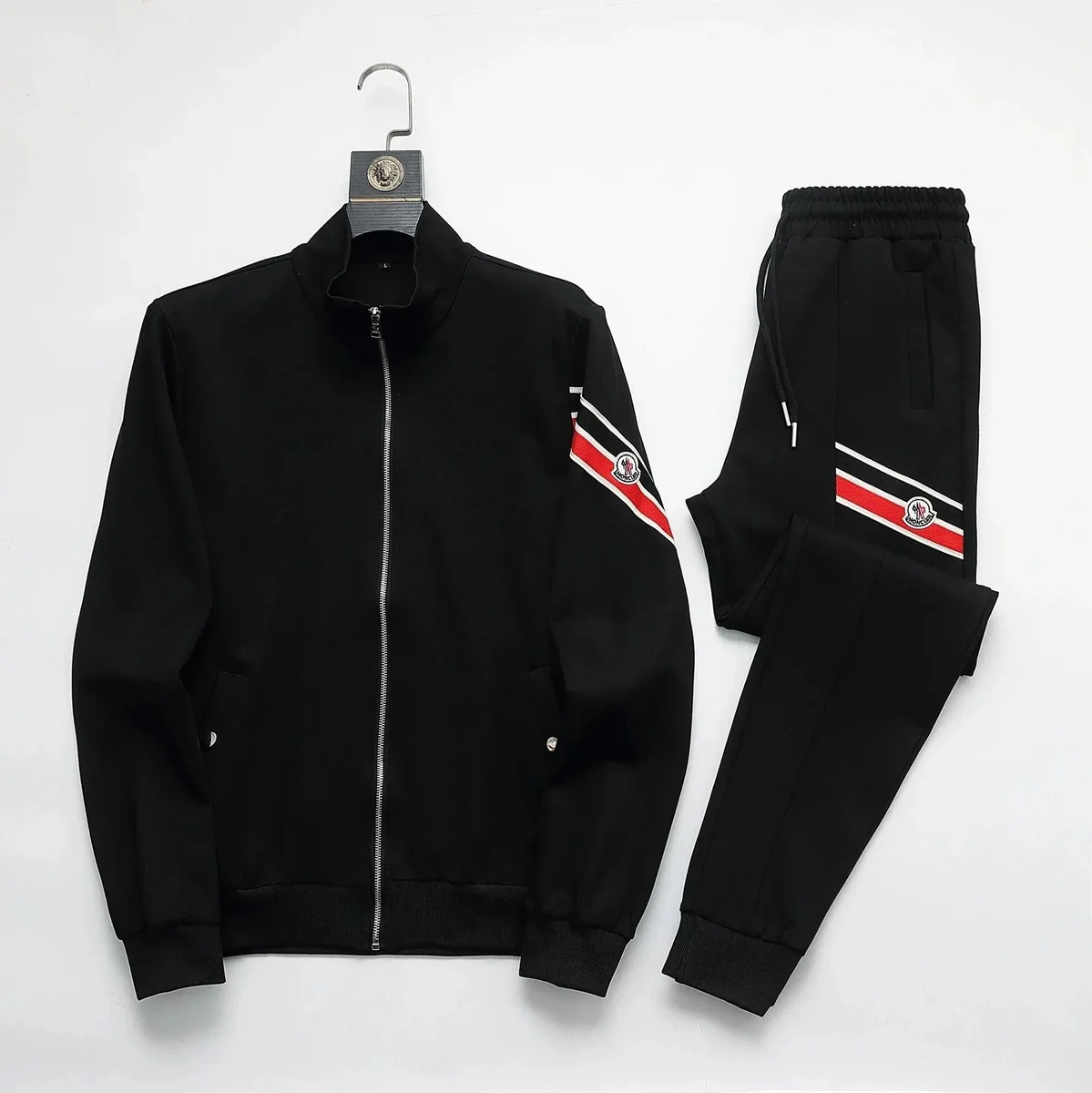 Moncler Moncler Black/Red-White Stripes Tracksuit Set Black