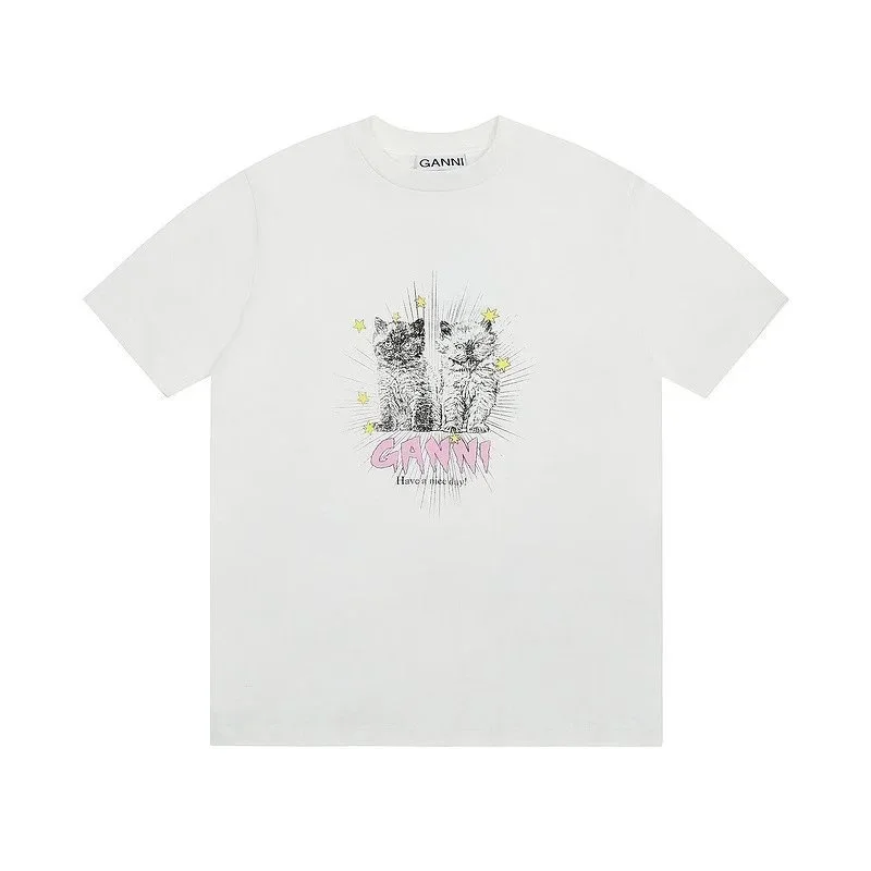 Ganni Ganni Have a Nice Day White T-Shirt White - 1