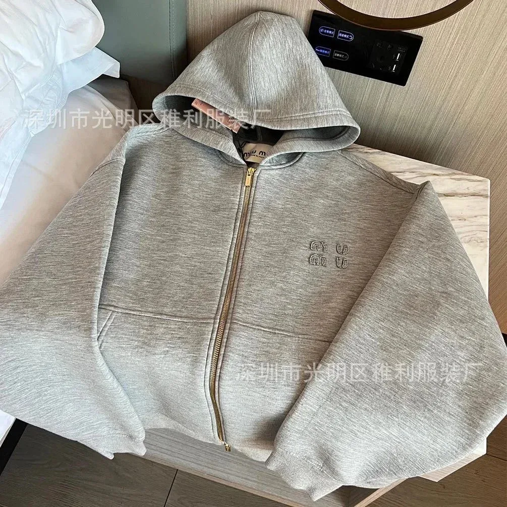 Miu Miu Miu Miu Miu Miu Grey Zip-Up Hoodie Grey