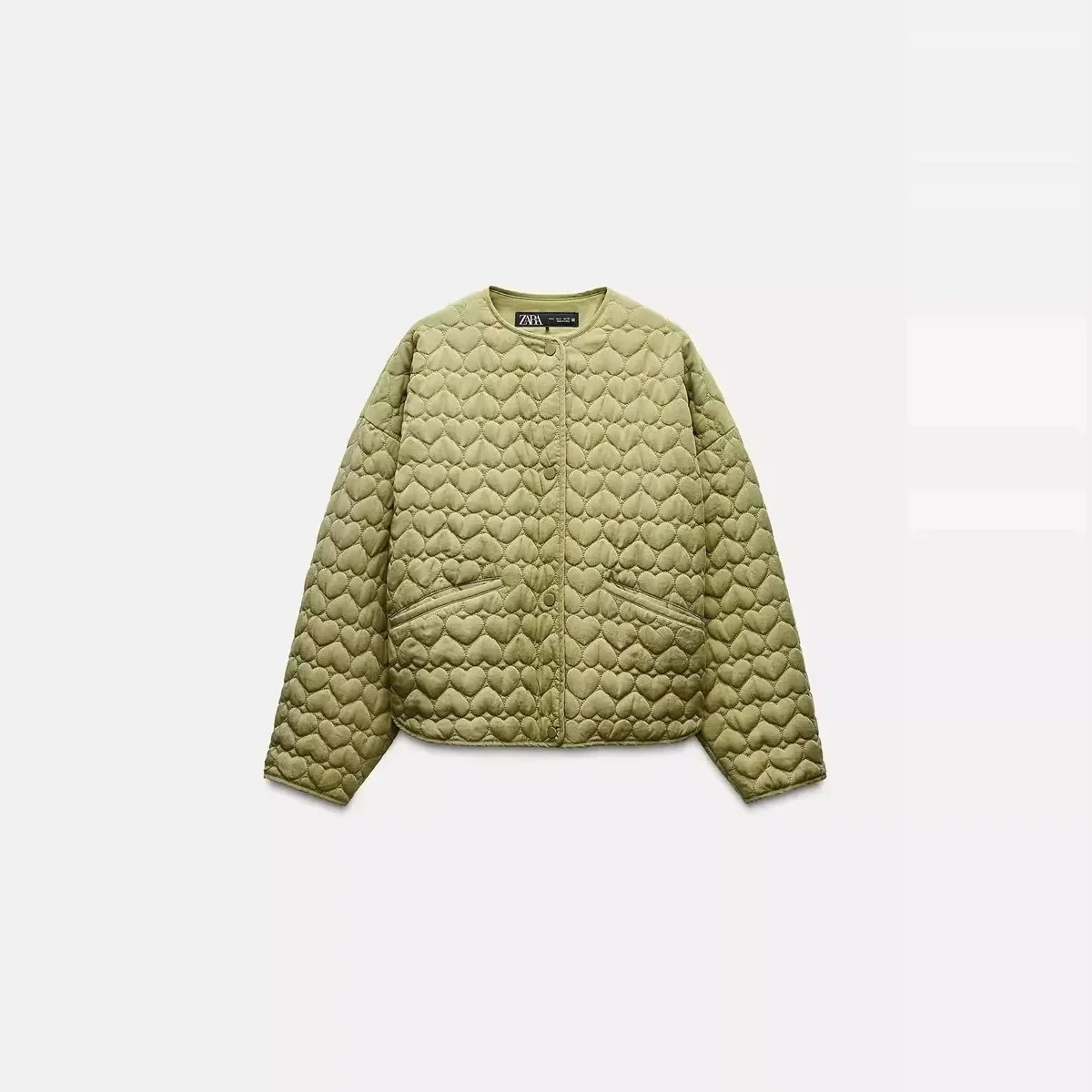 Zara Zara Heart Quilted Puffer Jacket Green Green