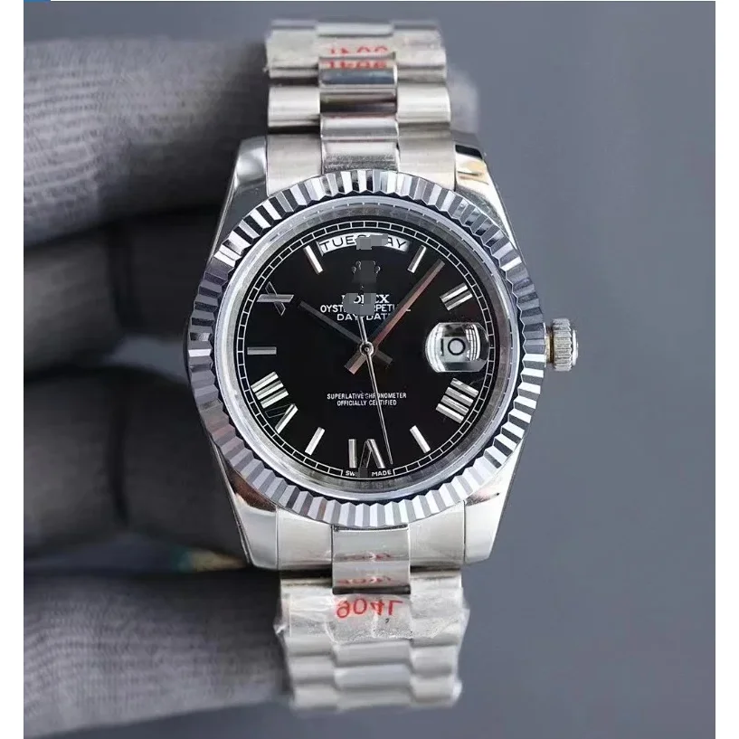 Rolex Rolex Day-Date Black Dial Stainless Steel Watch Black - 1