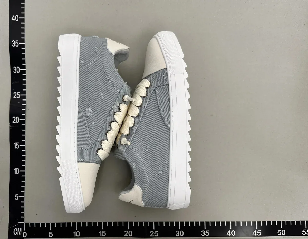 Other Unisex Denim & White Sneakers with Distressed Details Grey - 1
