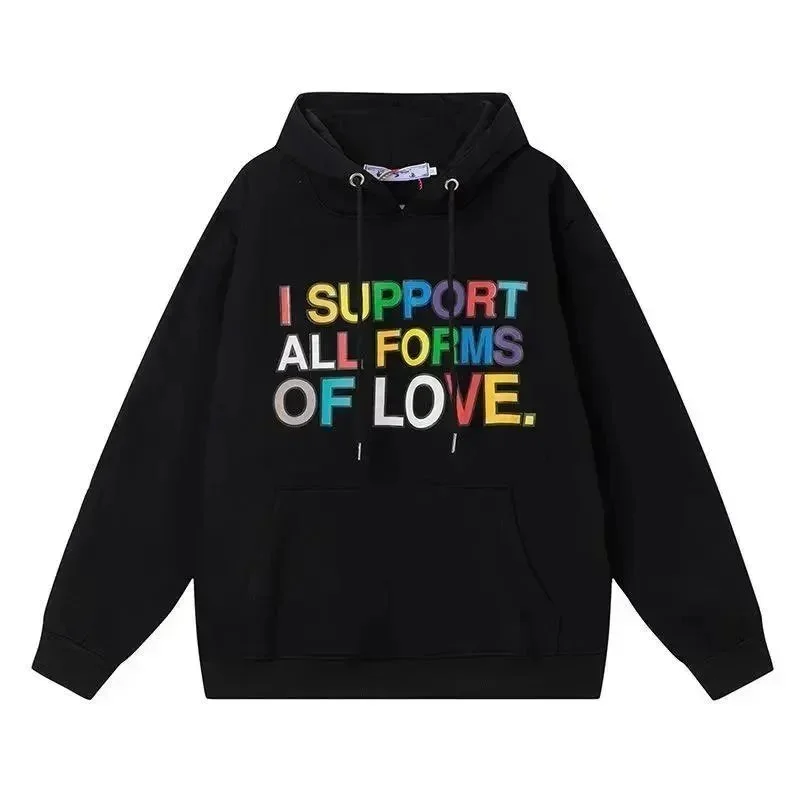 Other Unisex Black 'I SUPPORT ALL FORMS OF LOVE' Hoodie Black - 1