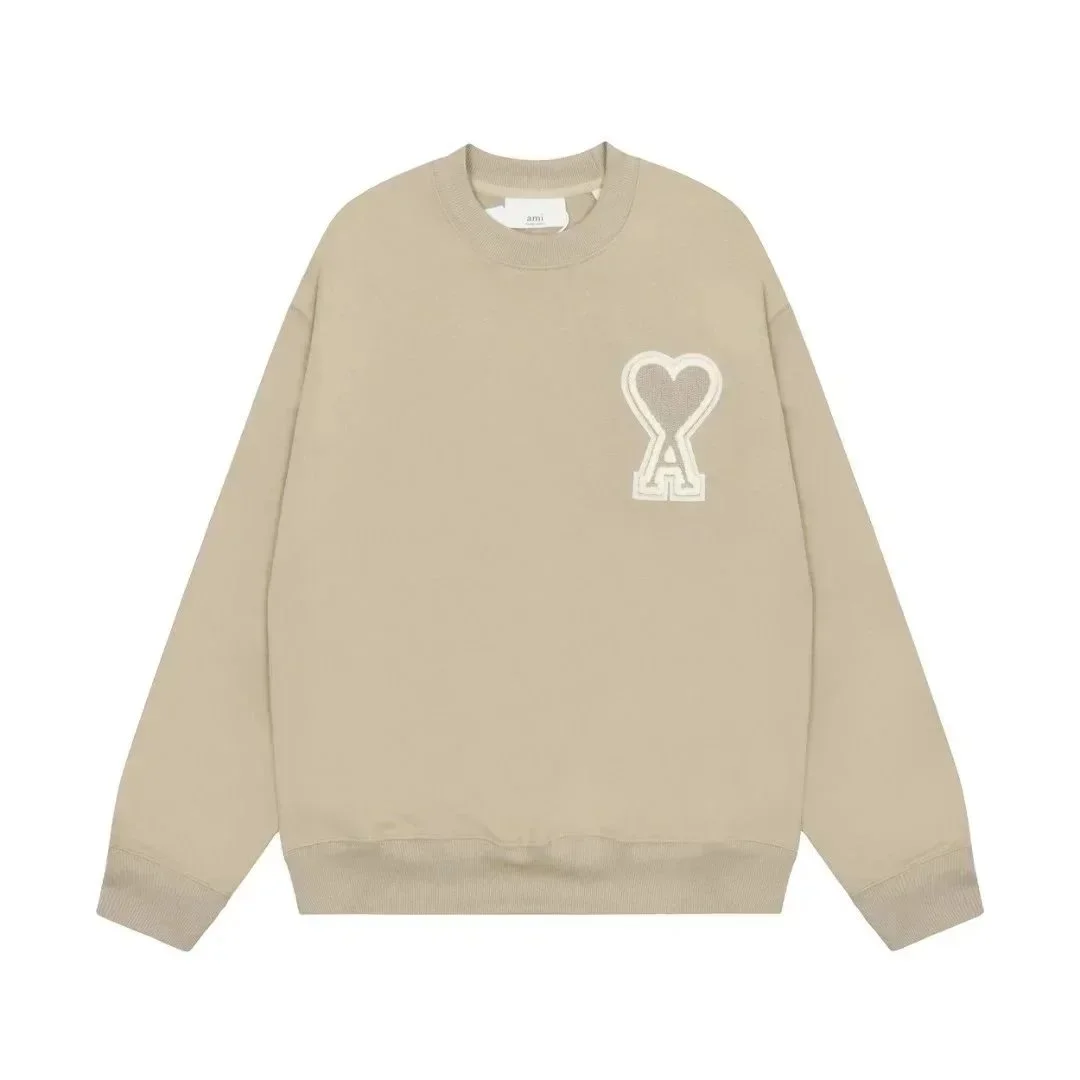 Ami Paris AMI Beige Heart Logo Crewneck Sweatshirt Beige - 1
