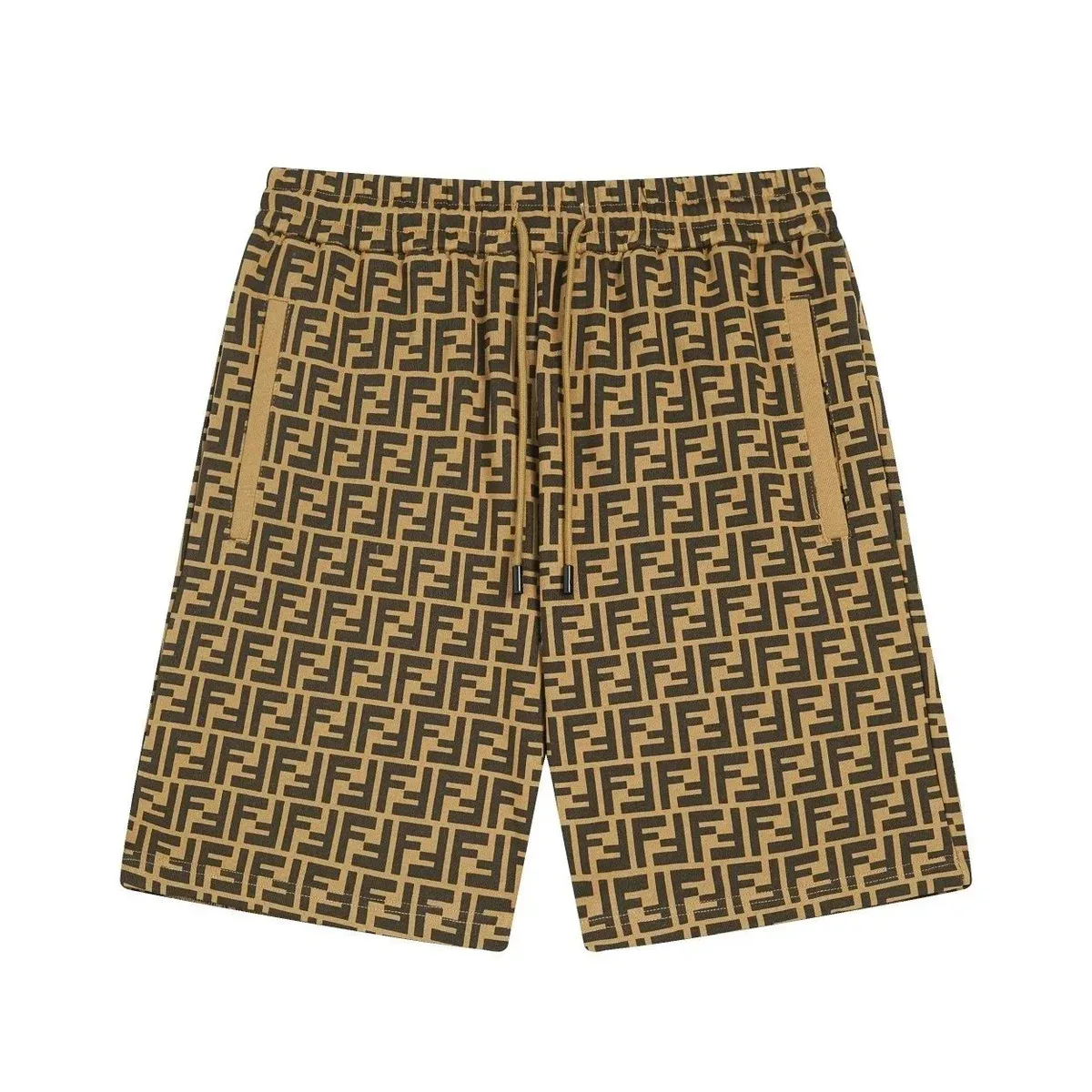 Fendi Fendi Iconic FF Logo Shorts Beige/Brown Brown