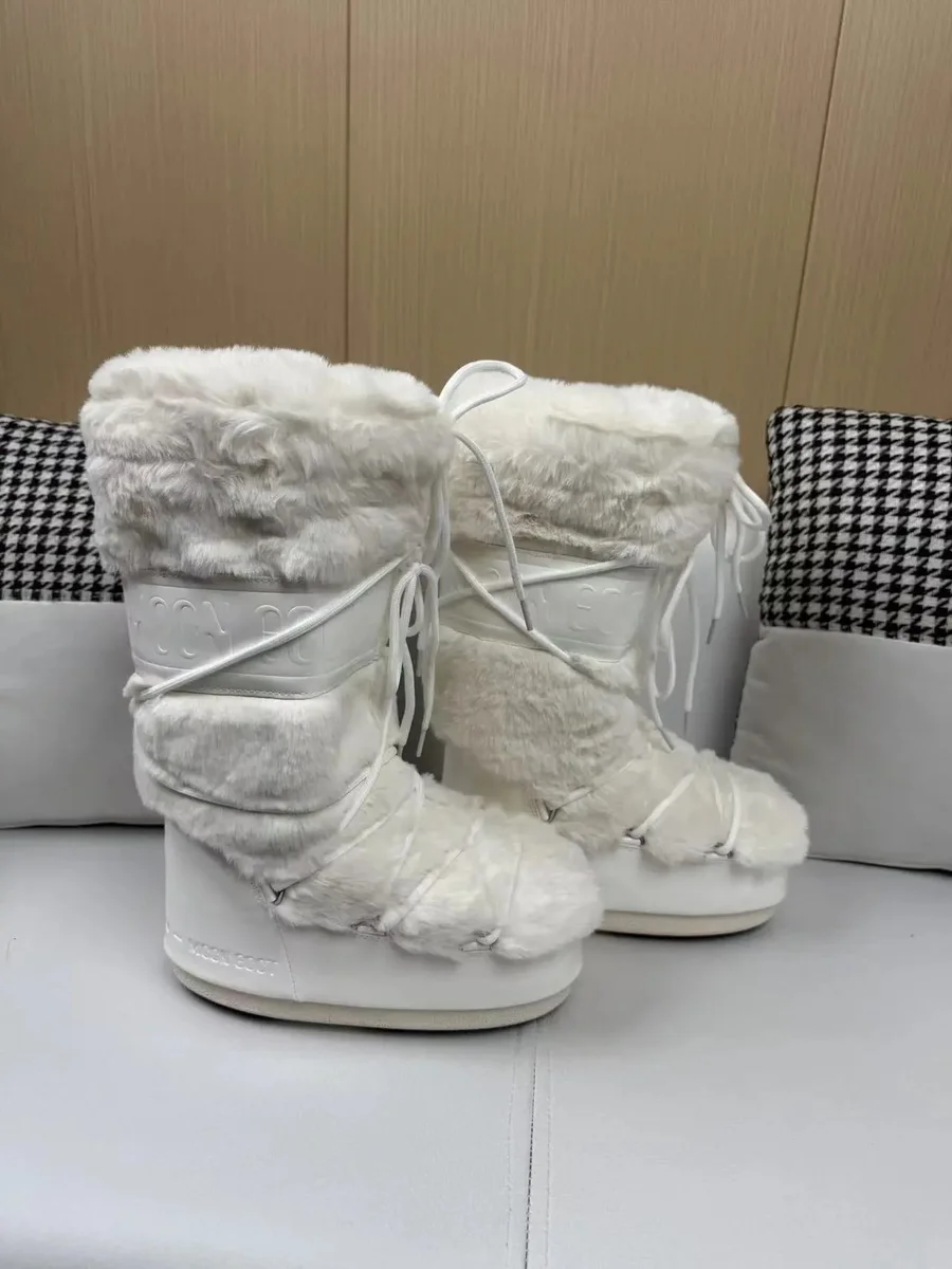 Other Moon Boot White Faux Fur Waterproof Boots White - 1