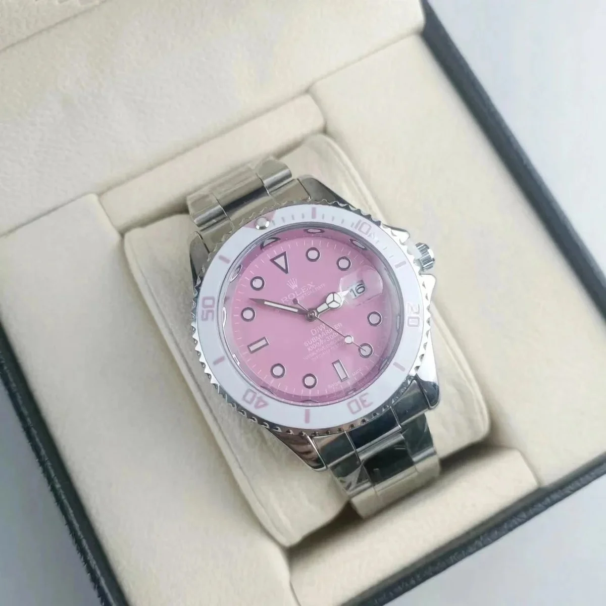 Rolex Rolex Submariner Pink Dial Stainless Steel Watch Pink